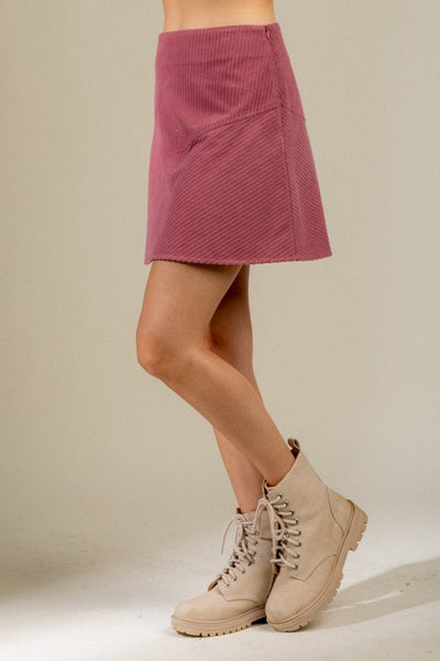 Mauve Corduroy Flare Skirt