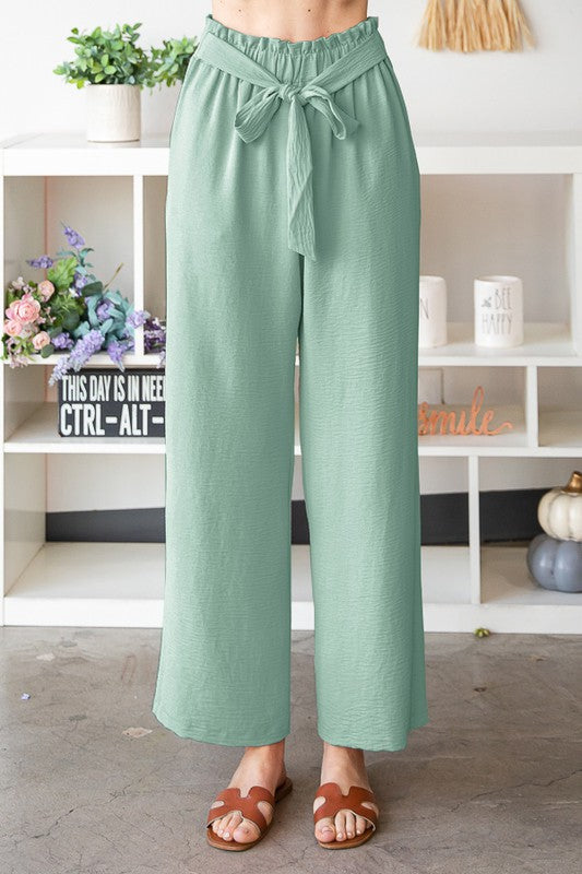 Sage Paper Bag Waist Pants