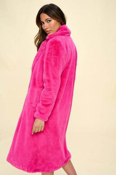 Fabulous In Faux Fur Long Trench Coat - Multiple Colors