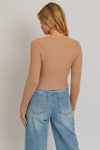 Round Neck Asymmetrical Hem Sweater Top