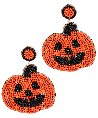 Pumpkin Beaded Earrings