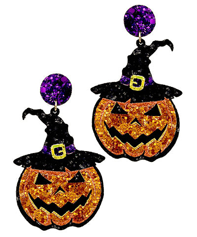 Witch Hat Pumpkin Earrings