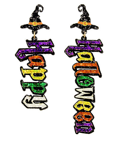 Glitter Happy Halloween Earrings