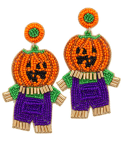 Jack O' Lantern Scarecrow Earrings