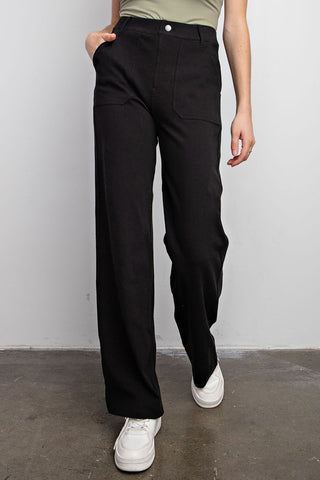 Cotton Twill Wide Leg Stretchy Pants