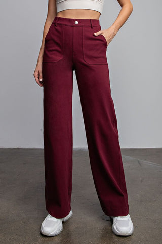 Cotton Twill Wide Leg Stretchy Pants
