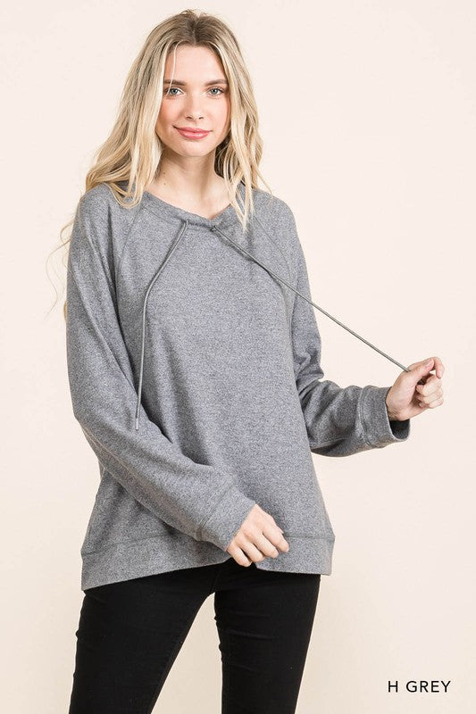 Heather Grey Drawstring Top