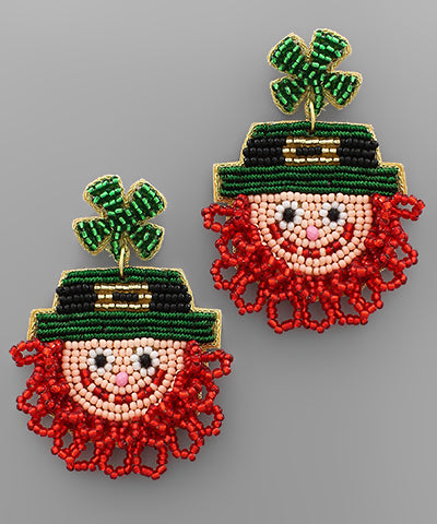 Leprechaun Beaded Beard Earrings