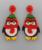 Penguin With Christmas Scarf Earrings