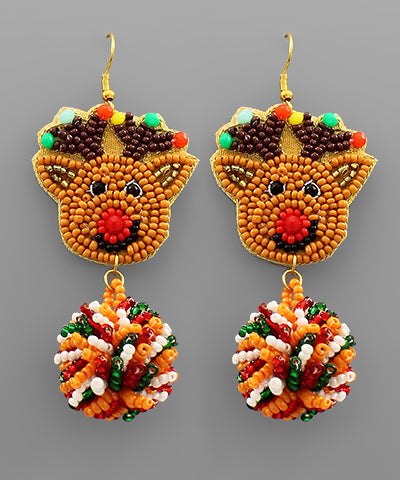 Rudolph & Bead Ball Earrings