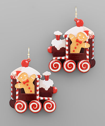 Gingerbread Choo-Choo Train Earrings