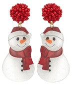 Glitter Snowman Earrings