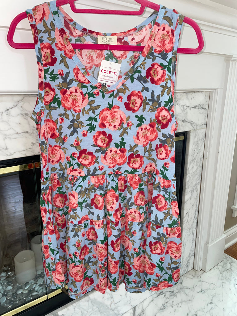Beautiful Floral Pattern Tiered Tank Top