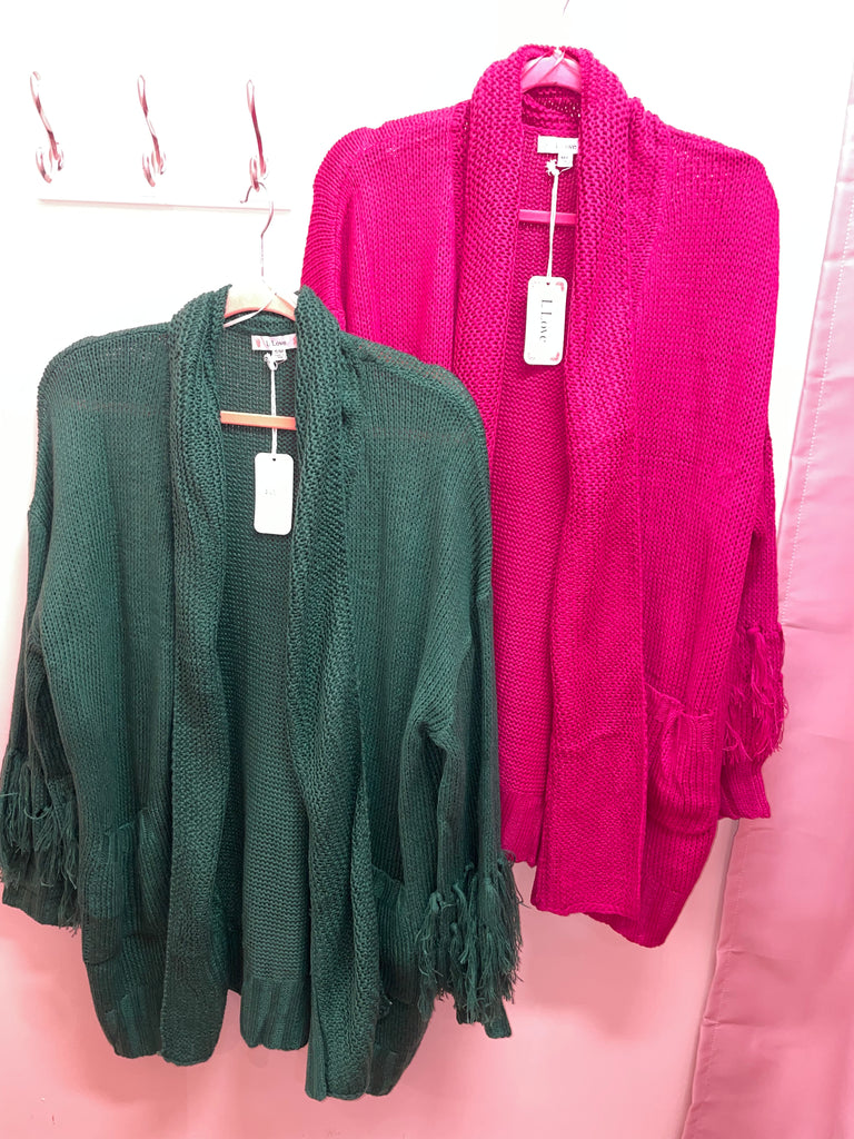 Tassel Sleeve Knit Sweater Cardigan