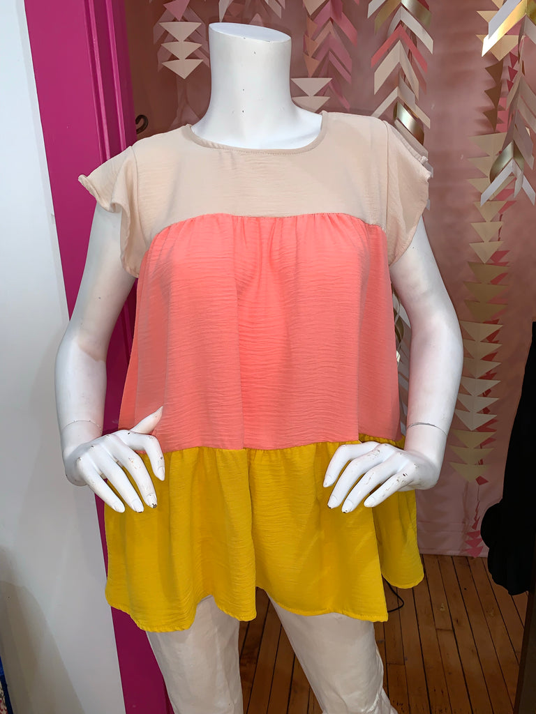 Colorblock Ruffle Top