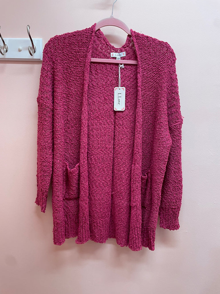 Hot In Pink Open Cardigan with Pockets