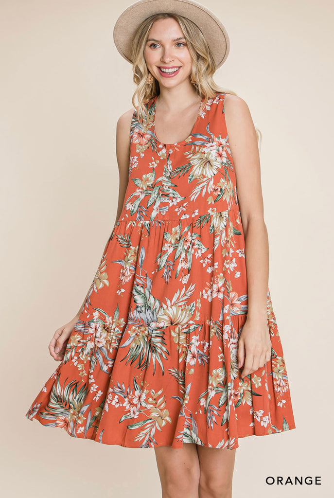 Orange Floral Dress
