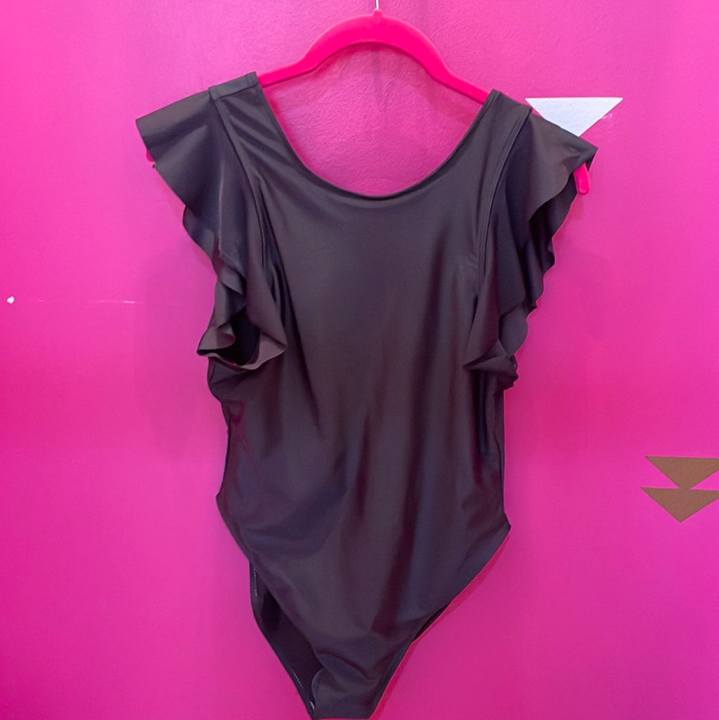 Black One Piece Ruffle Swimsuit