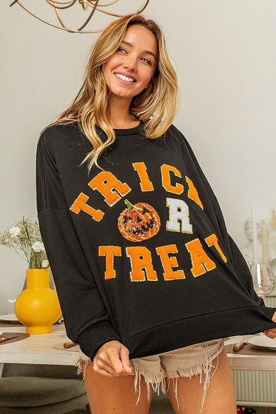 Trick Or Treat Sequin & Applique Sweatshirt