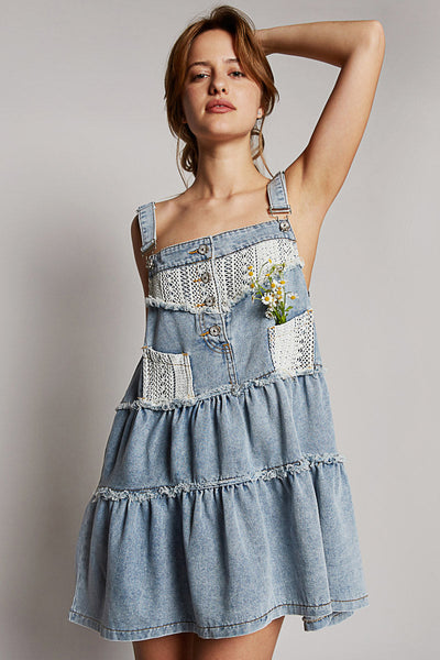 POL Denim & Crochet Overall Jumper