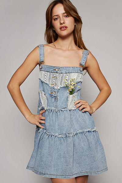 POL Denim & Crochet Overall Jumper