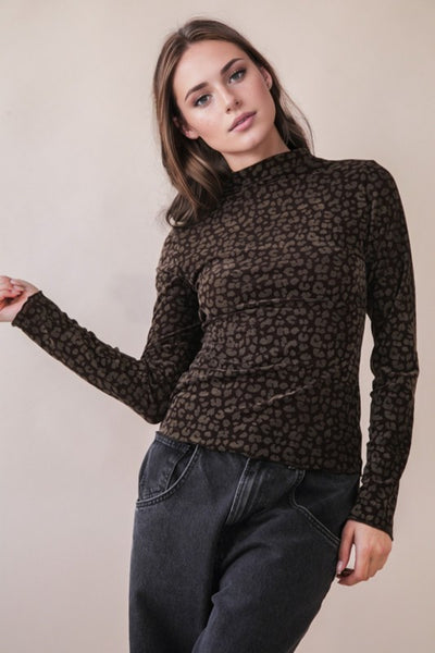 Mock Neck Leopard Top - Multiple Colors