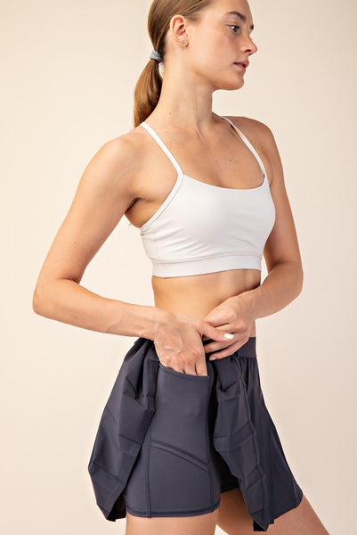 Stretch Woven Active Pleat Tennis Skort