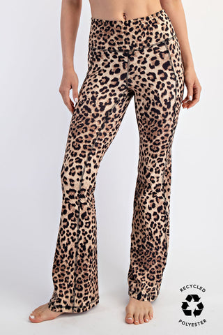 Leopard Print Butter Soft Flared Leggings With Side Pockets