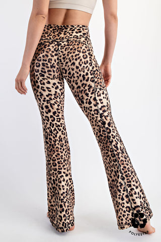 Leopard Print Butter Soft Flared Leggings With Side Pockets