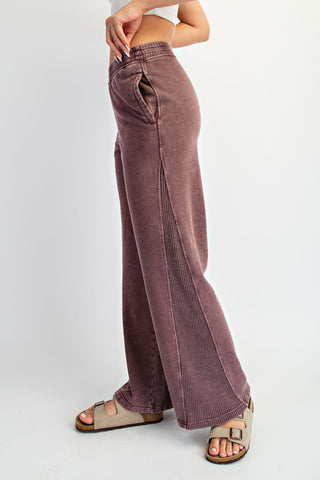 Cotton Mineral Washed Terry Wide Leg Pants