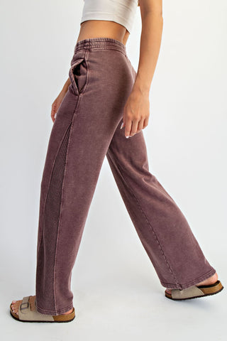 Cotton Mineral Washed Terry Wide Leg Pants
