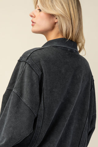 Mineral Washed Quarter Snap Pullover