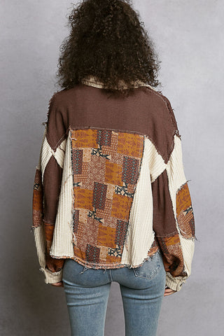 Balloon Sleeve Paisley Pattern Cropped Jacket