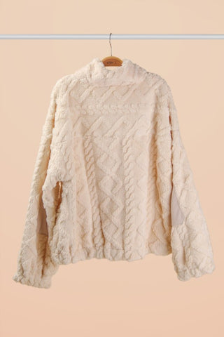 Oversized Fuzzy Fleece Jacket - Ecru
