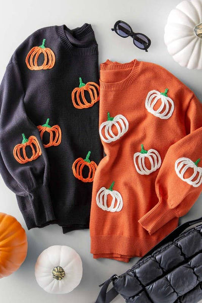 Urban Daizy - Pumpkin Patch Balloon Sleeve Sweater