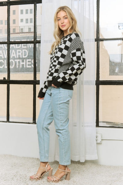 Chic Checkered Sweater