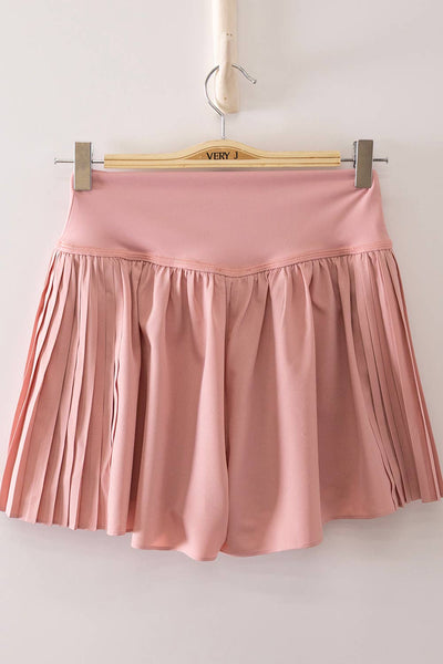 VERY J - NP70970-Side Pleated Detail Activewear Shorts