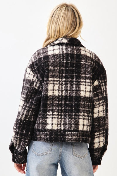 Plaid Cropped Fleece Shacket