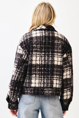 Plaid Cropped Fleece Shacket