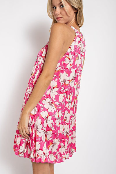 Gorgeous Floral Pleated Swing Dress