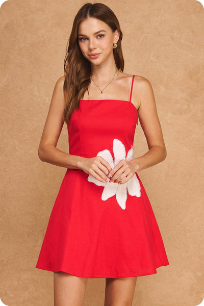 Pearl Blossom Cutout Mini Dress