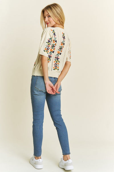 Elegant Embroidered Ivory Sweater
