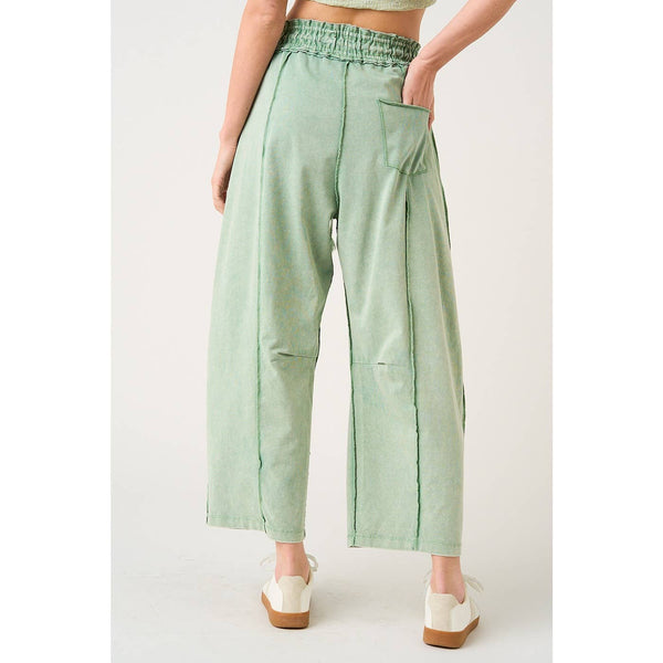 mittoshop - MINERAL WASH SEAM DETAIL PULL ON BARREL PANTS
