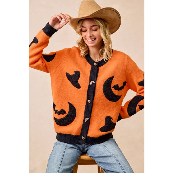 BiBi - HALLOWEEN WITCH HAT MOON BAT ARTWORK CARDIGAN