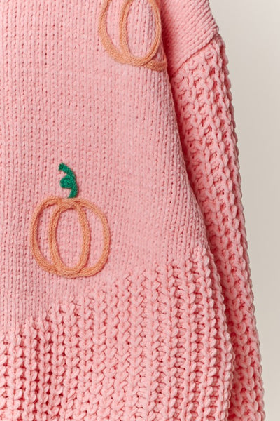 Oversized Pink & Pumpkins Sweater