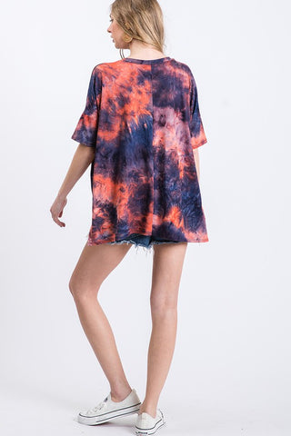 Tomato Tie-dye Oversized Short Sleeved T-shirt