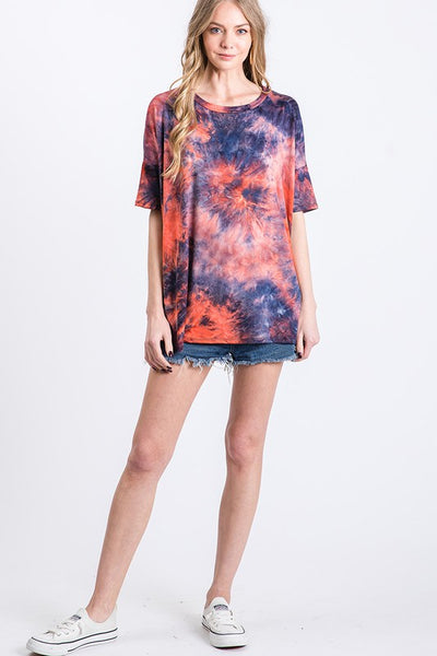 Tomato Tie-dye Oversized Short Sleeved T-shirt