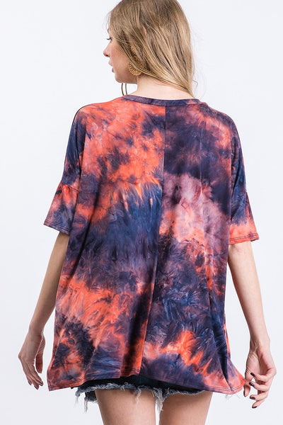 Tomato Tie-dye Oversized Short Sleeved T-shirt