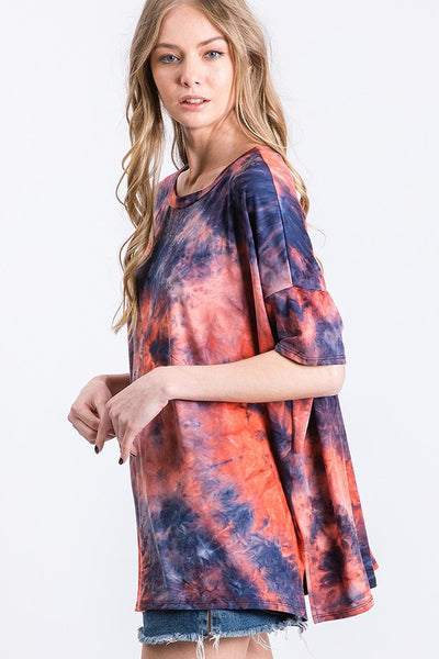 Tomato Tie-dye Oversized Short Sleeved T-shirt