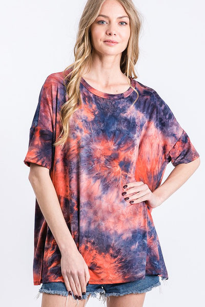 Tomato Tie-dye Oversized Short Sleeved T-shirt